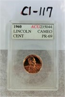 C1-117  1960 PR69  Cameo Lincoln penny