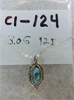 C1-124 sterling & turquoise necklace 3.06g