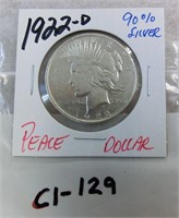 C1-129 1922D Peace dollar 90% silver