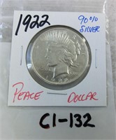 C1-132 1922 Peace Dollar 90% silver