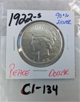 C1-134  1922S Peace dollar 90% silver