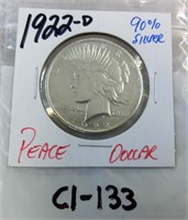 C1-133  1922D Peace dollar 90% silver