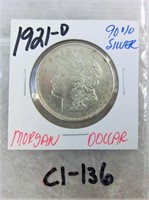 C1-136 1921D Morgan dollar 90% silver