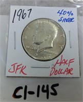 C1-145  1967 Kennedy half dollar 40% silver