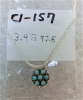 C1-157 sterling & 7 small turquoise stone