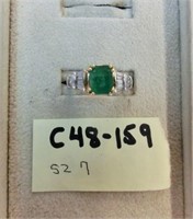 C48-159 14k  genuine Emerald & Diamond ring