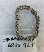 C48-160 sterling heavy woven link bracelet 60.3g