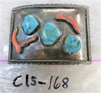 C15-168 Native American old silver, turquoise &