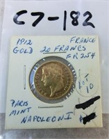 C7-182   1812 GOLD 20 Franc Napoleon Bonaparte