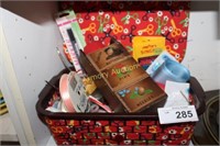 SEWING BASKET WITH SEWING ITEMS - RIBBON
