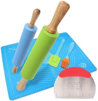 Ewinever 1Set Rolling Pin Pastry Mat Set