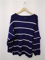 Woolen Bloom Women's Blue Stripe Sweater, XXL