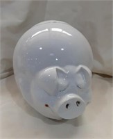 Cookie Jar White Ceramic Pig some paint missing