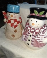 Cookie Jars x2 Snowman 12" x 7" Hallmark & made