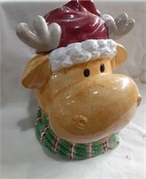 Cookie Jar Christmas Moose no markings 10" x 7"