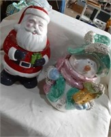 Cookie Jars x2 Snowman & Santa marked Theshold &