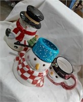 3 Snowman, Candle holder, Treat Holder and large