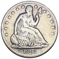 1862 Seated Half Dollar LIGHTLY CIRCULATED
