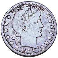 1909-S Barber Silver Quarter NICELY CIRCULATED