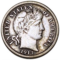 1913 Barber Silver Dime LIGHTLY CIRCULATED