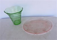 Pink & Green  Depression Glass