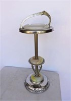 Vintage Marble Base Chrome Ashtray Stand 28"T