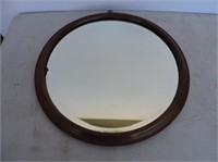 Wood Framed Bevelled Glass Hanging Mirror