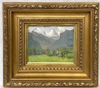 Painting by Carle Blenner, Landscape w/Mountains.