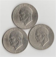 Three 1976 Clad Eisenhower Dollar