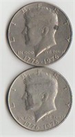 Two 1976 Clad Kennedy Half Dollars