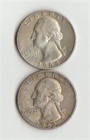 1962-D& 1964-D Silver Washington Quarters