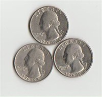 Three 1976 Washington Quarters