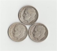 1946, 1946, & 1947-S Silver Roosevelt Dimes