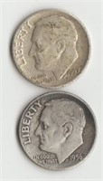 1956 & 1957 Silver Rooseveltt Dimes