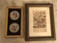 Vntg Framed Dried Flowers & October Floral Print