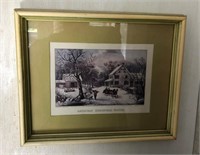 American Homestead Winter Print by Courier & Ives