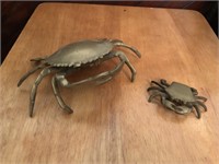 Vintage Brass Crab Ashtrays