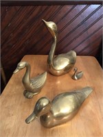 Vintage Collection of Brass Swan & Ducks