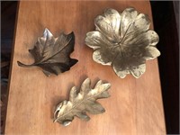 Vintage Brass Leaf Trinket Dishes