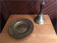 Brass Hand Bell and Copper Plate