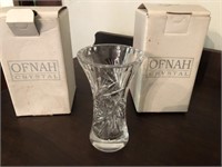 Vintage Pair of Ofnah Polish Crystal Bud Vases