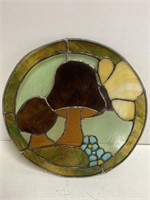 Stain Glass Picture W/Mushroom and Butterfly