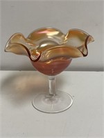 Carnival Glass Compote, Marigold with a Clear