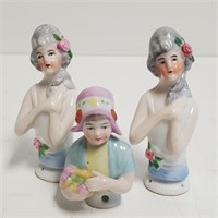 (3) Mini German Porcelain Doll Heads