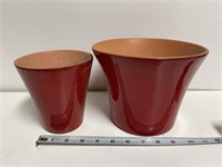 (2) Adam Ceramics Potting Pots Red Glaze