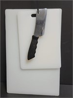 (2) Cutting Boards And Knife (Preowned)