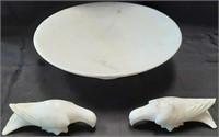 BEAUTIFUL MARBLE DOVES & PEDESTAL BOWL