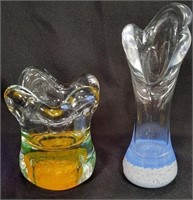 95 - BLOWN GLASS VASE & CANDLE HOLDER