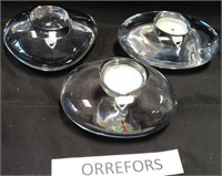 95 - 3 ORREFORS CANDLE HOLDERS (98)