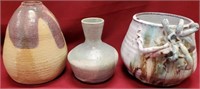 95 - LOT OF 3 SIGNED POTTERY VASES